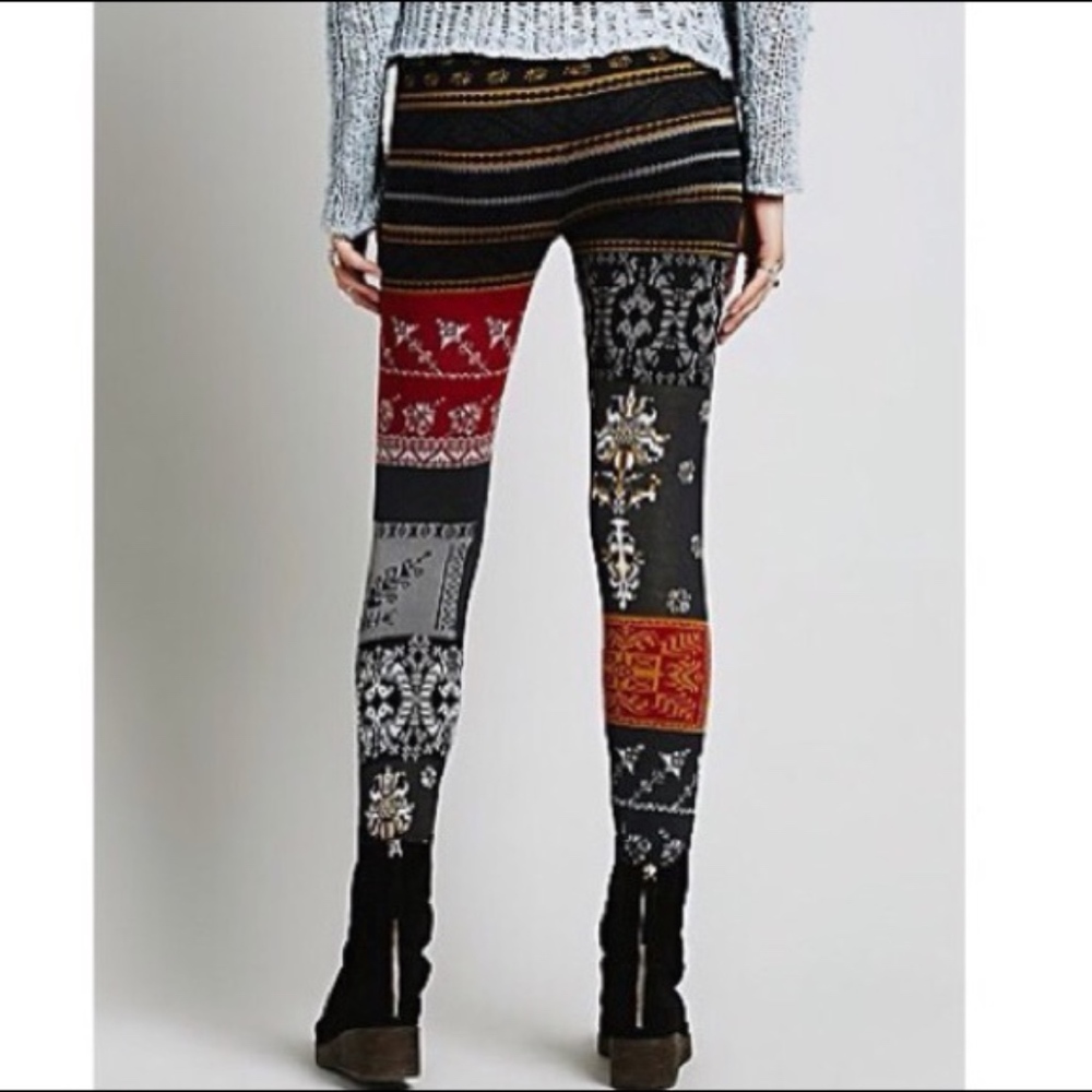 Free People patchwork leggings high waisted xs